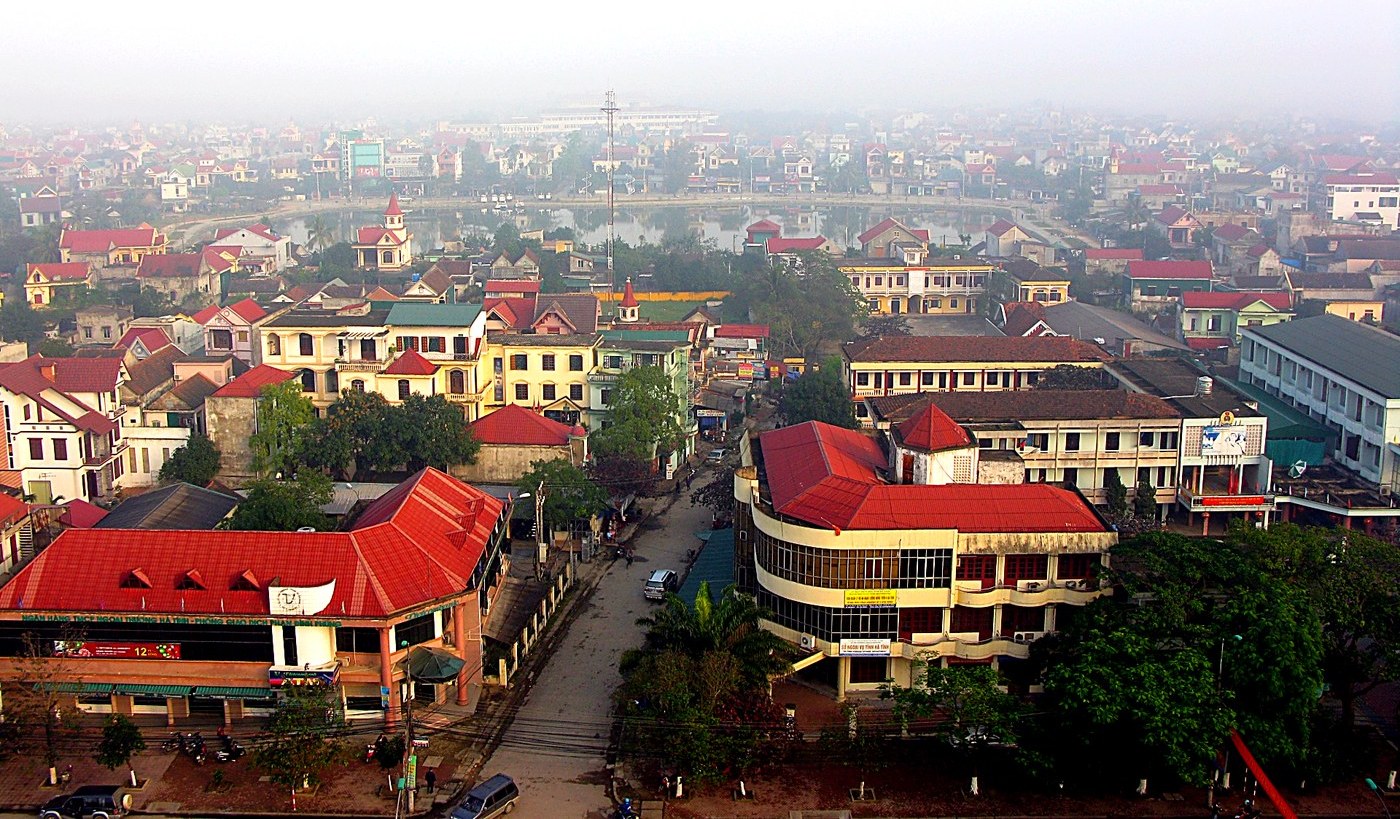 Khu phố cũ thành phố Hà Tĩnh nhìn từ trên cao, nay thuộc phường Thành Sen